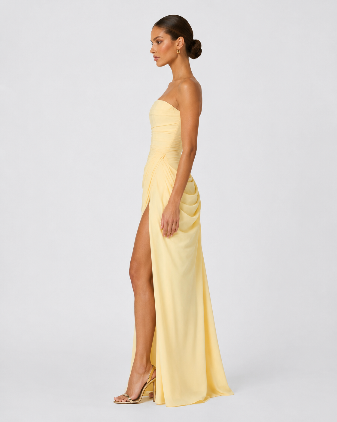 Livia | Robe Longue Bustier Froncé Laçage Dos