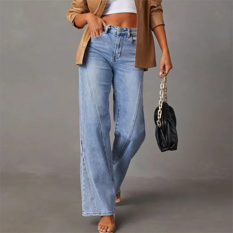 Blanche | Jean Large Taille Haute Femme