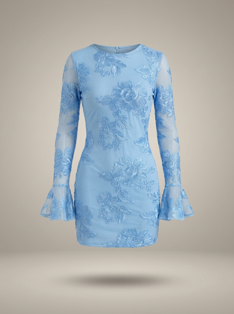 Émilie | Robe Courte Fleurie Manches Évasées Femme
