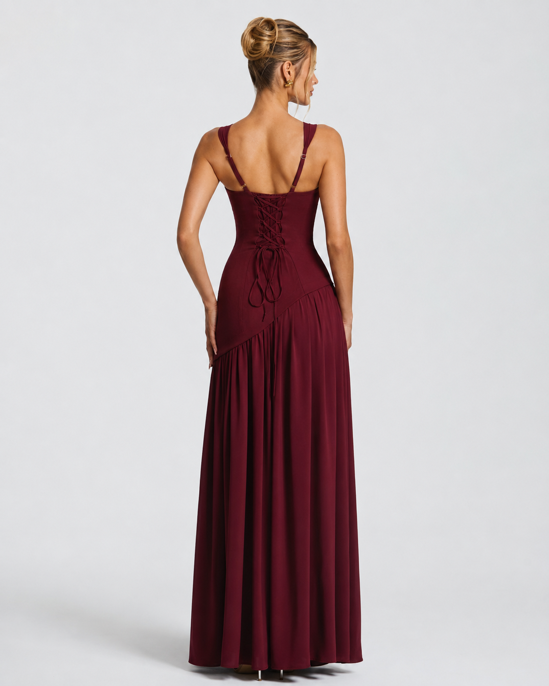 Ariane | Robe Longue Corset Fendue Écharpe Assortie
