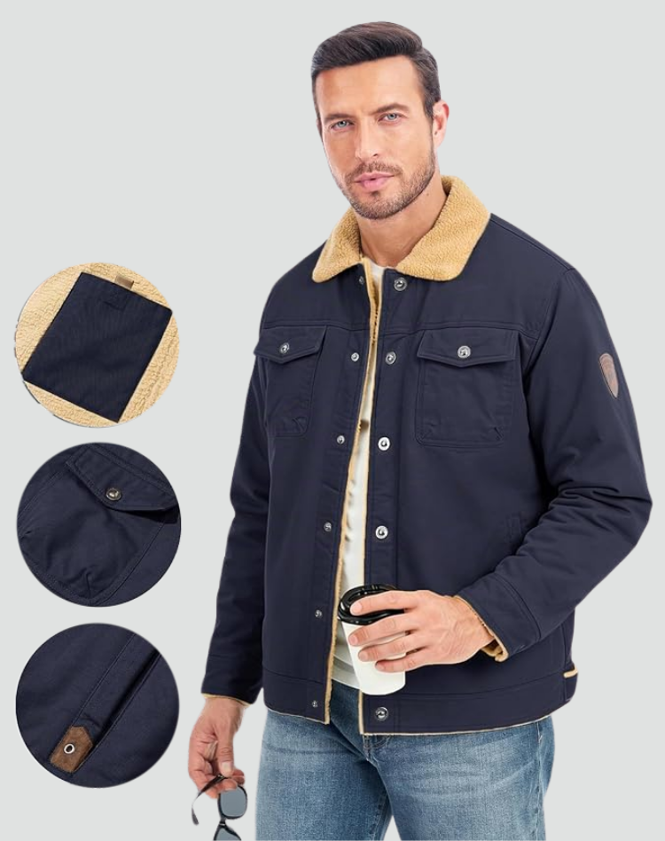 Gédéon | Veste Sherpa Boutons-Pression Poches Poitrine