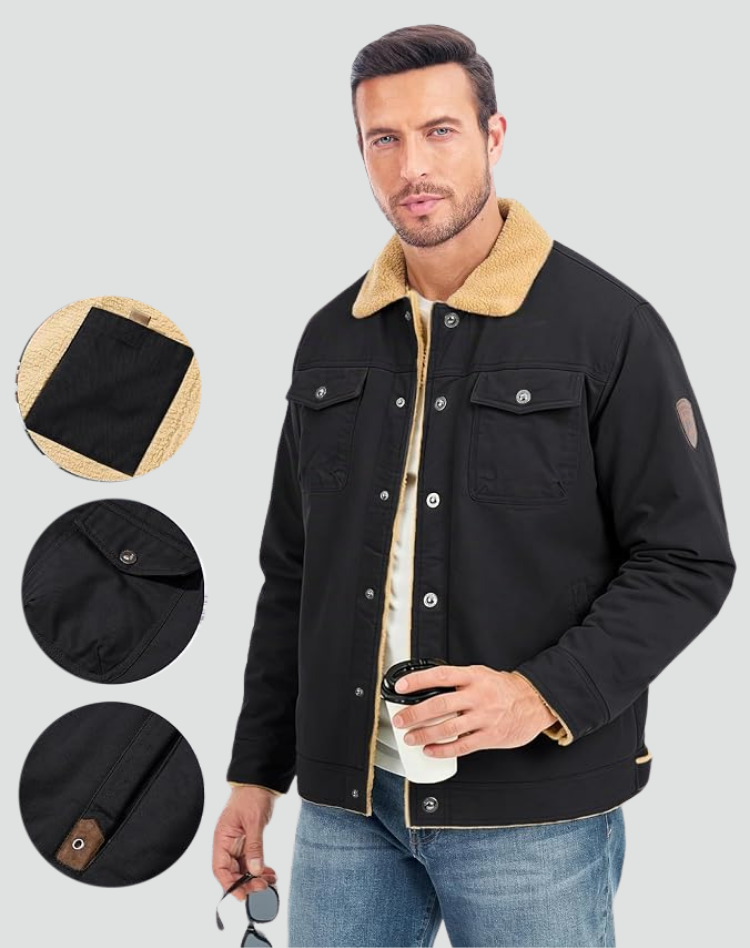 Gédéon | Veste Sherpa Boutons-Pression Poches Poitrine