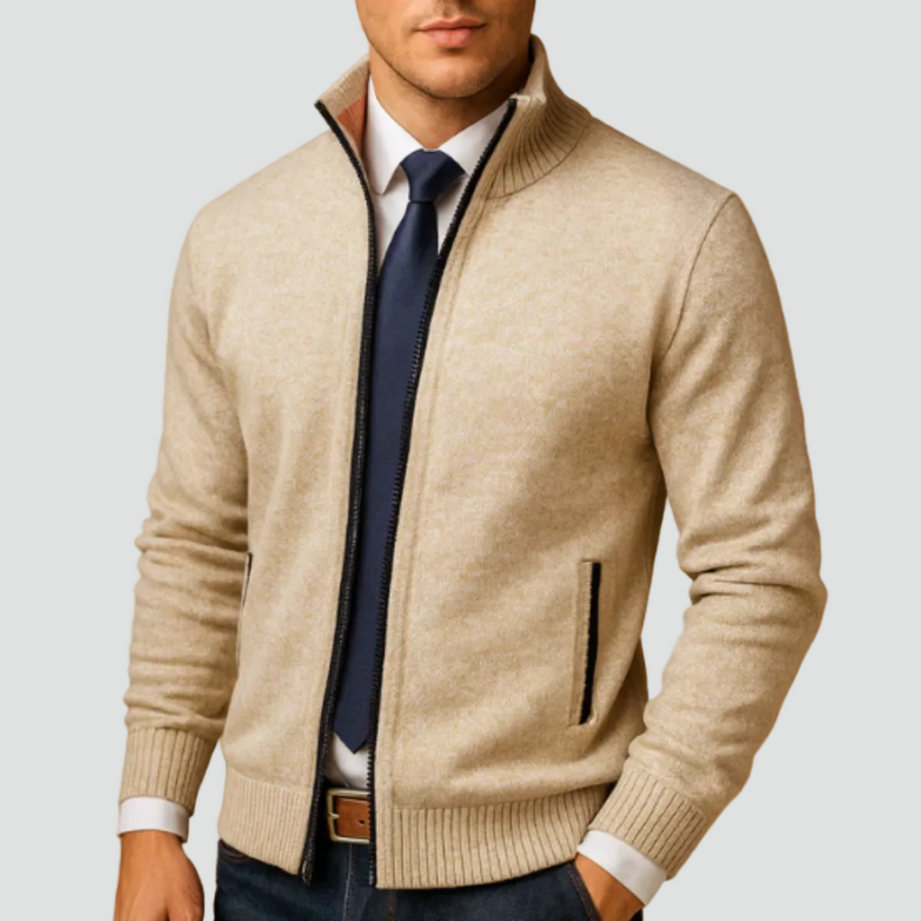 Pierrick | Gilet Zippé Tricot Col Montant