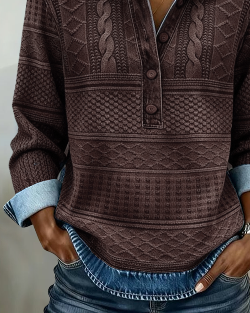 Victoria | Pull Col Polo Motifs Torsadés