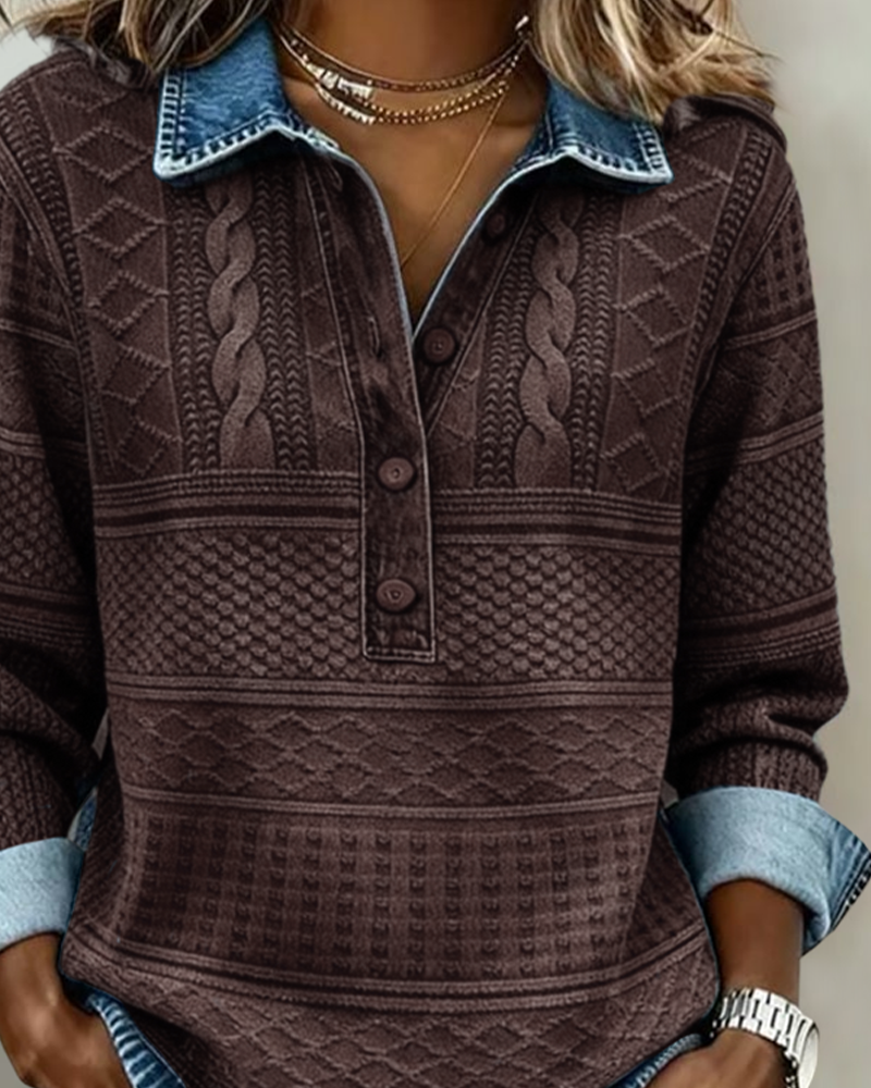 Victoria | Pull Col Polo Motifs Torsadés