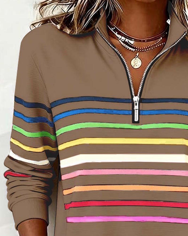 Tess | Pull Col Montant Zippé Rayé