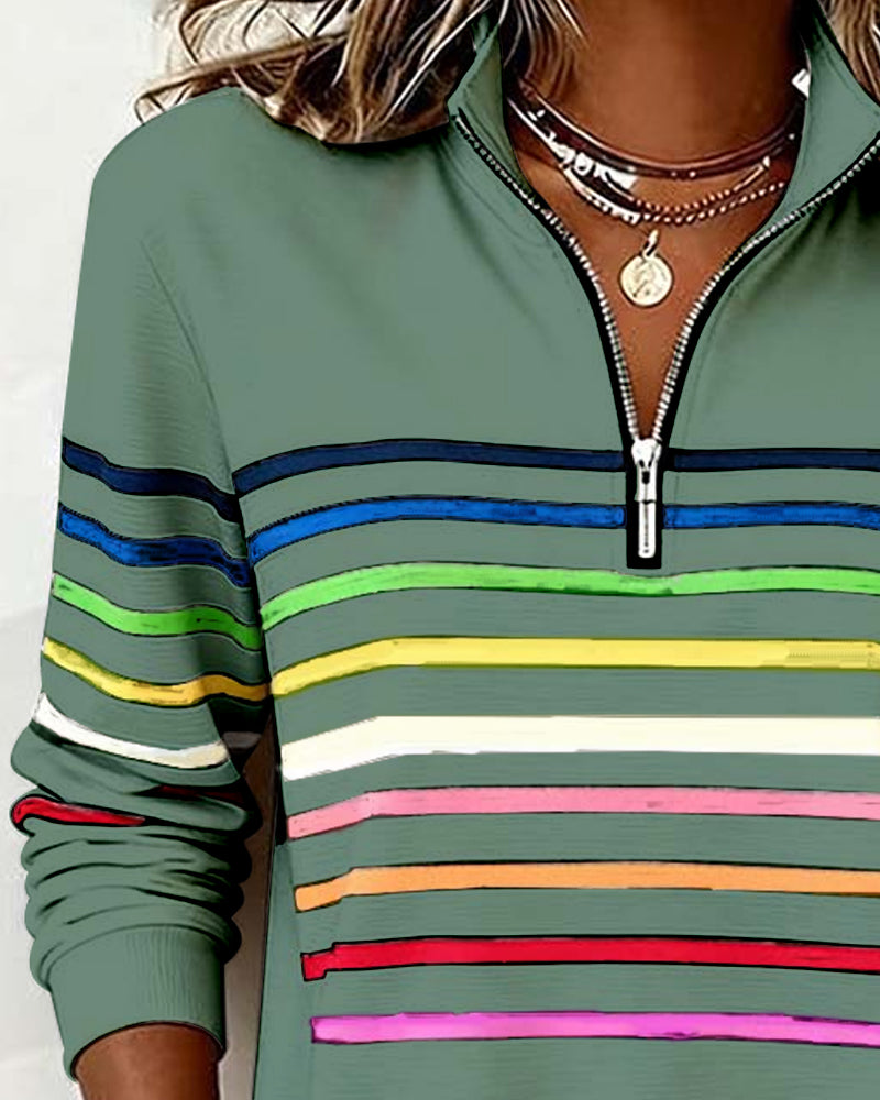 Tess | Pull Col Montant Zippé Rayé