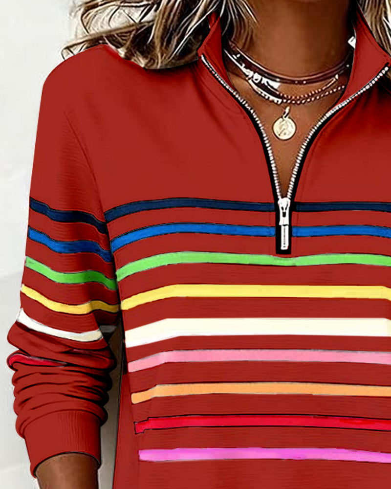 Tess | Pull Col Montant Zippé Rayé