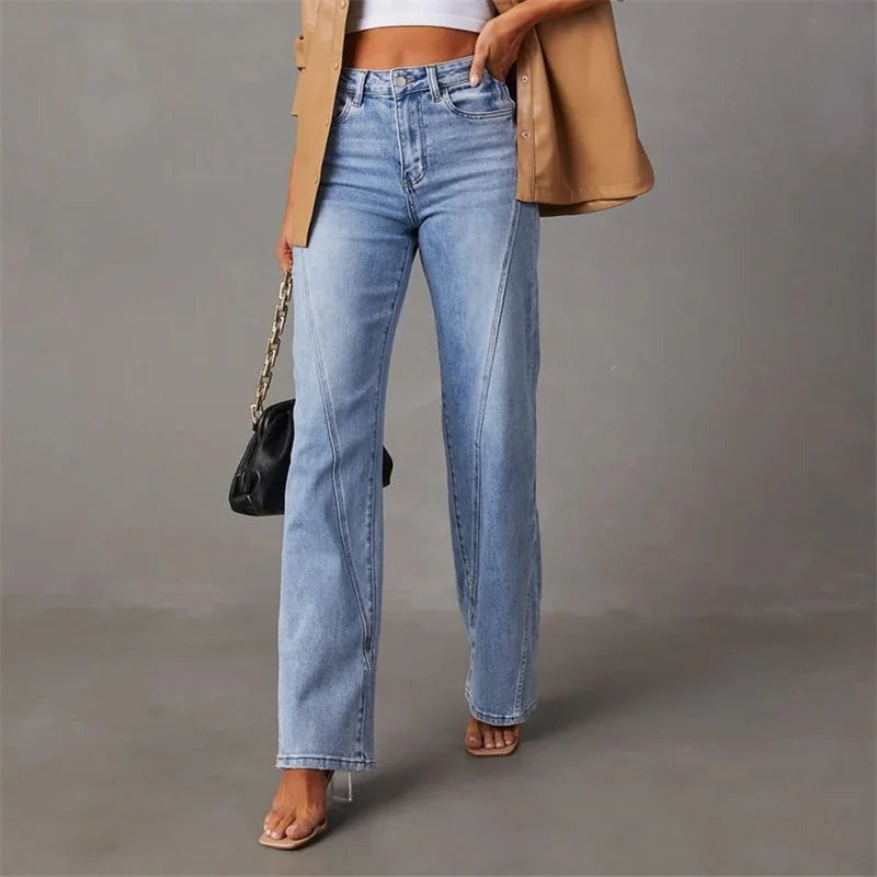 Blanche | Jean Large Taille Haute Femme