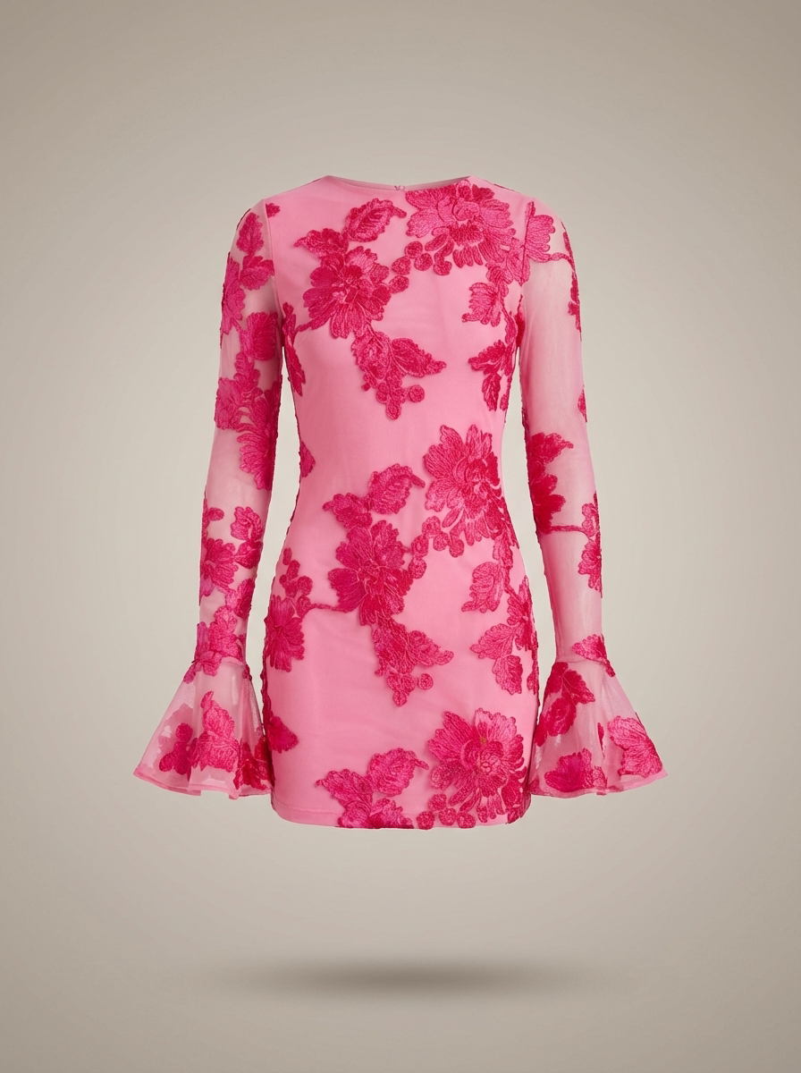 Émilie | Robe Courte Fleurie Manches Évasées Femme