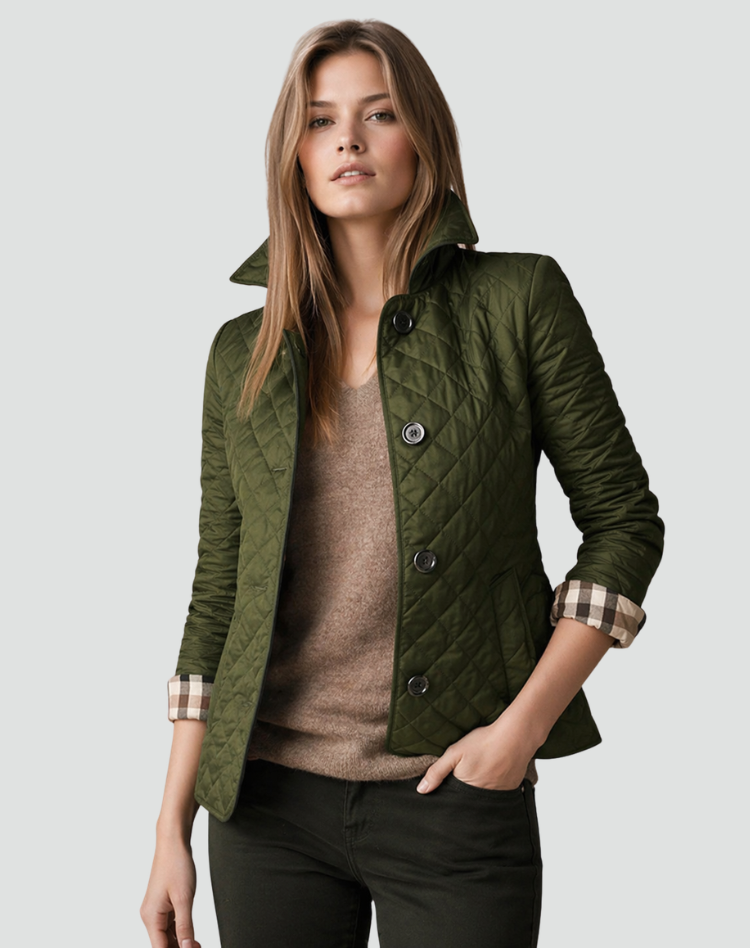 Délia | Veste Matelassée Mi-Saison Col et Boutons