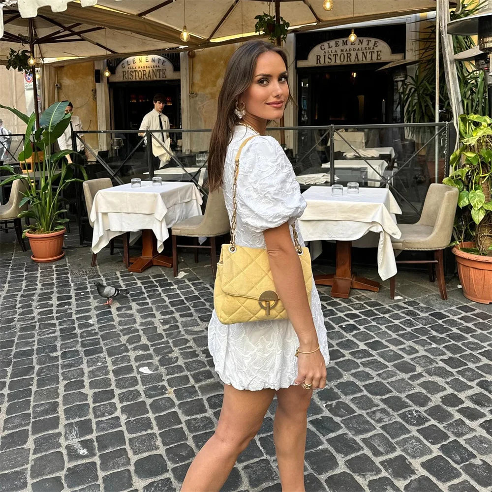 Camille | Robe Midi Femme Col Montant