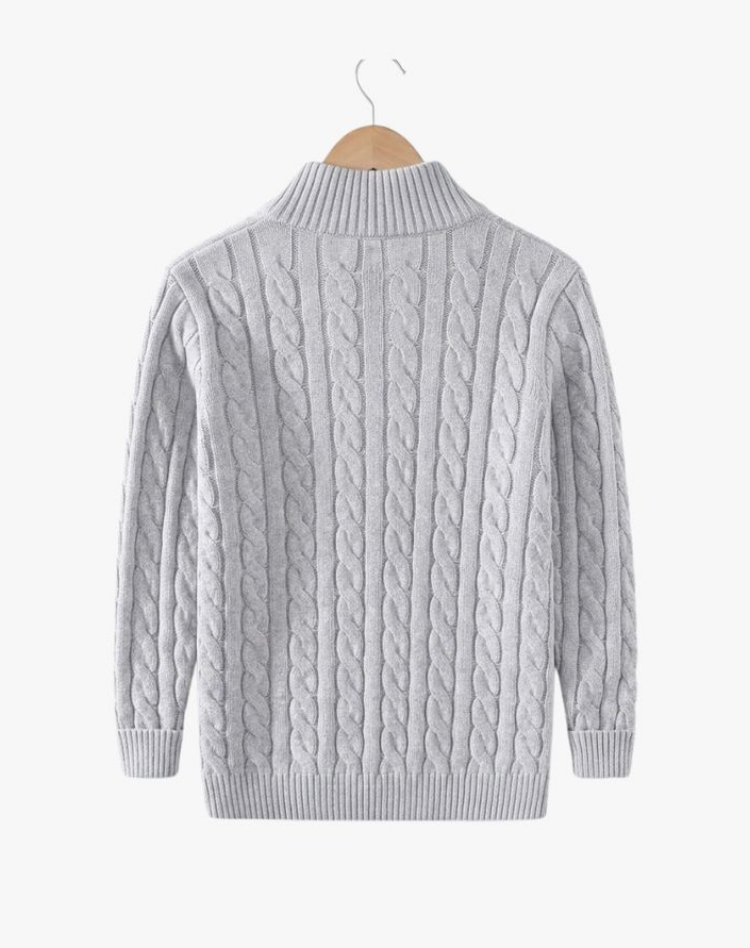 Joris | Pull Torsadé Demi-Zip Col Montant