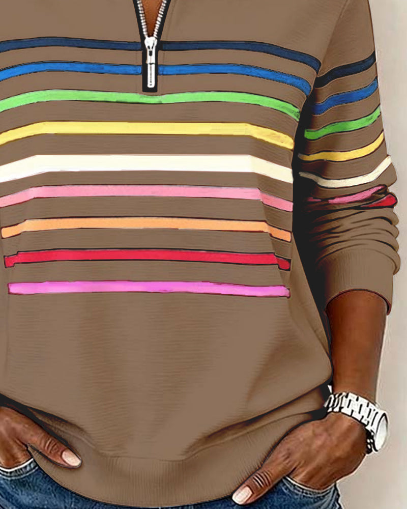 Tess | Pull Col Montant Zippé Rayé