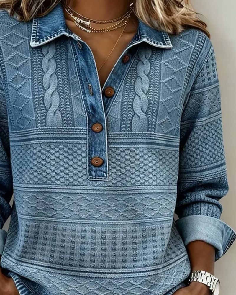 Selma | Pull Texturé Col Polo Boutonné