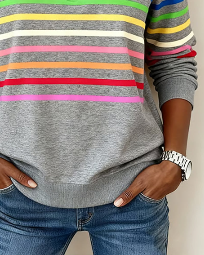 Tess | Pull Col Montant Zippé Rayé