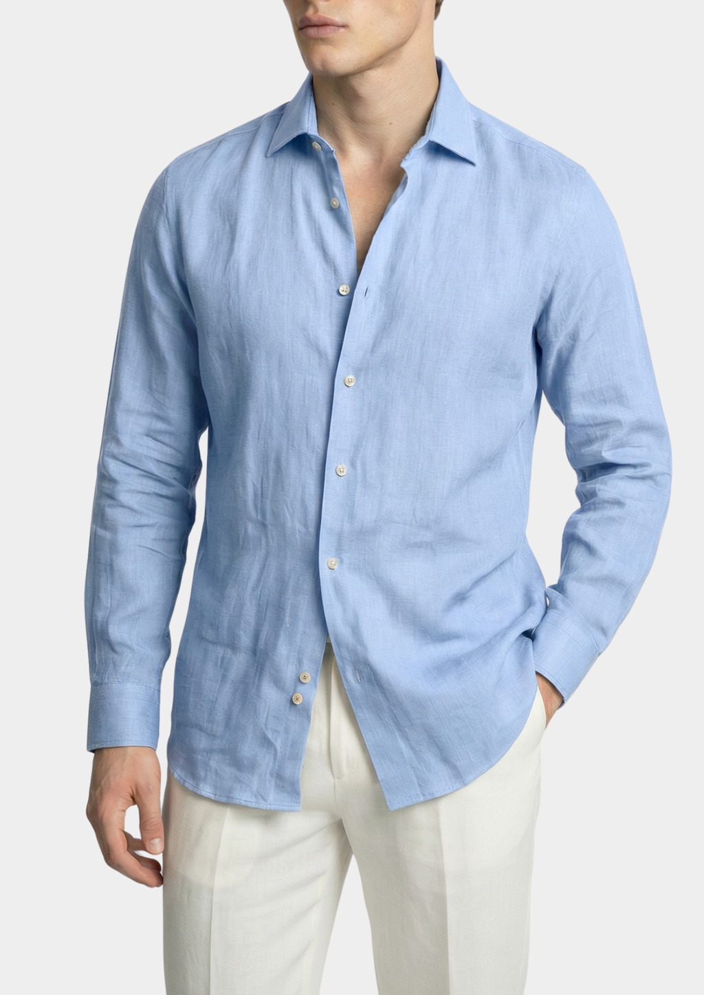 Josué | Chemise Lin Style Côtier Bleu Ciel
