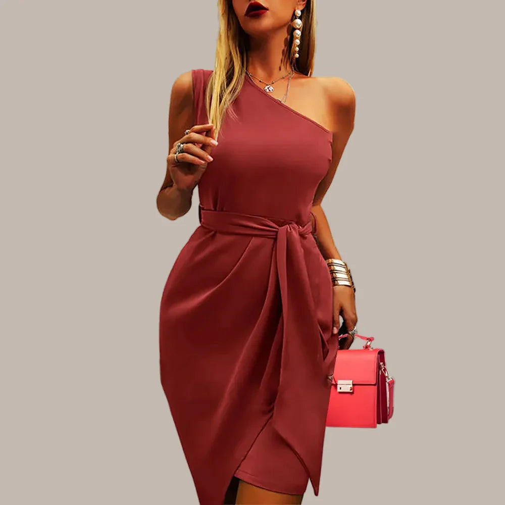Léa | Robe de Soirée Mi-Longue Asymétrique Femme
