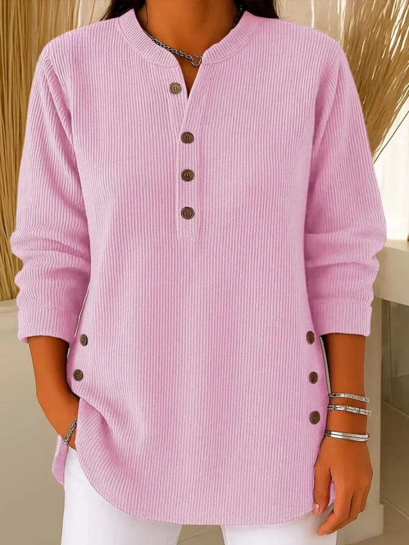 Bianca | Pull Long Aspect Côtelé Boutons Latéraux