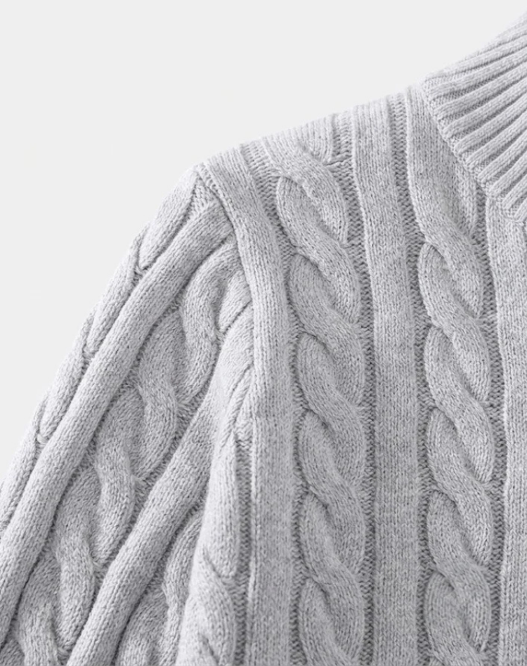 Joris | Pull Torsadé Demi-Zip Col Montant