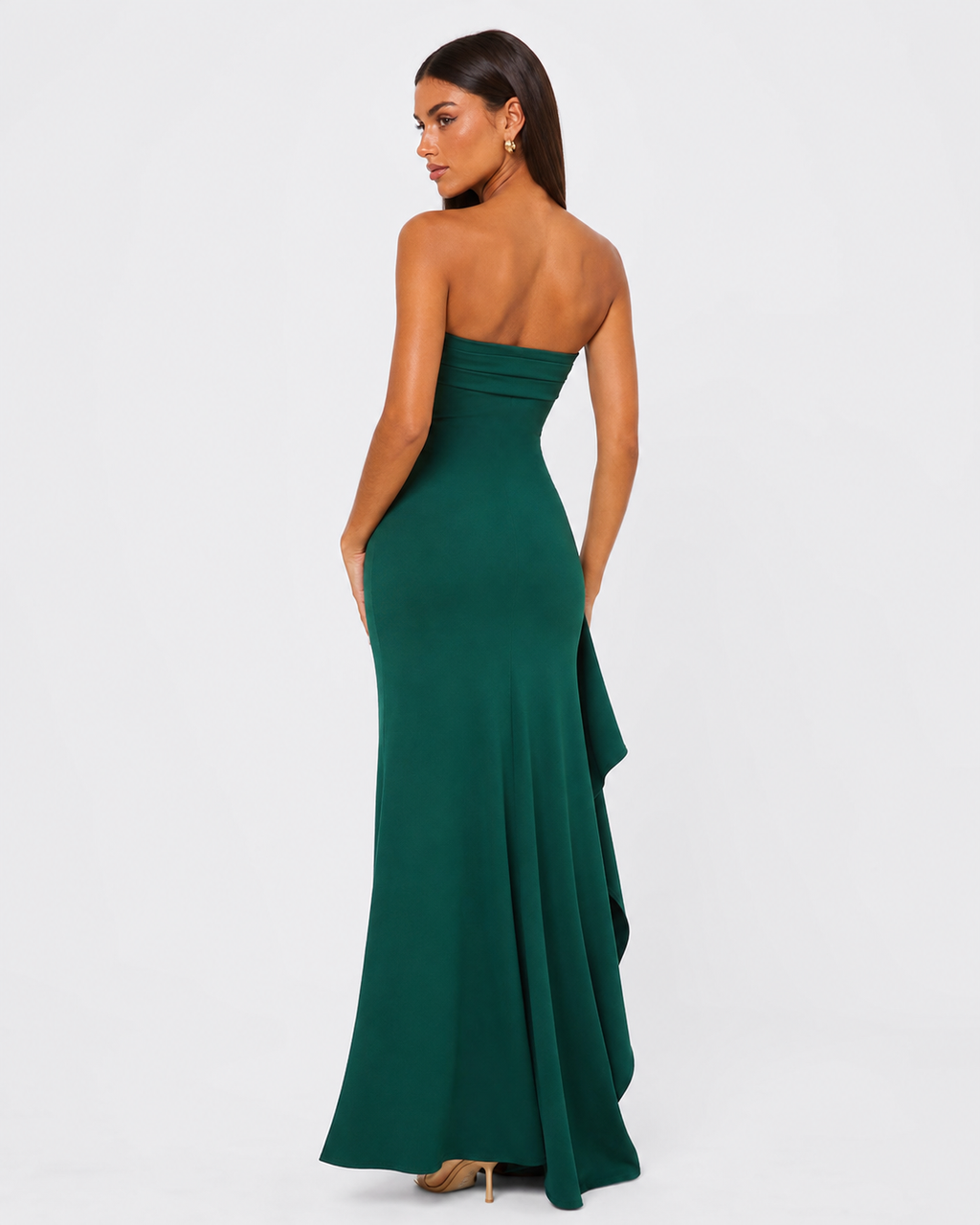 Ornella | Robe Longue Bustier Drapé Cascade Fendue
