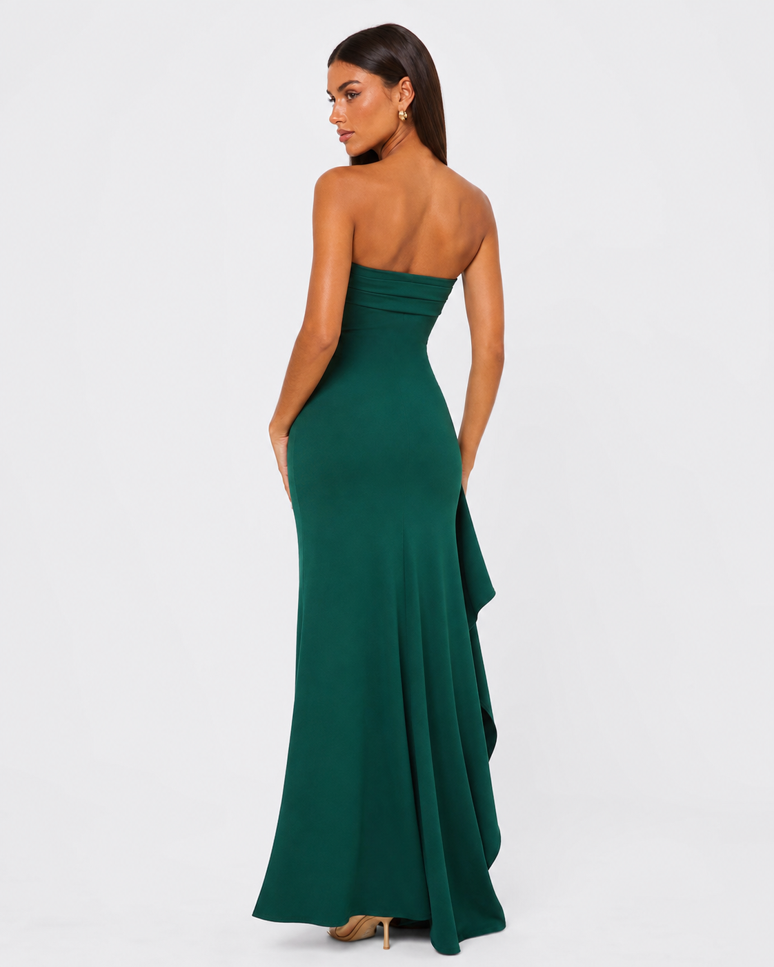 Ornella | Robe Longue Bustier Drapé Cascade Fendue