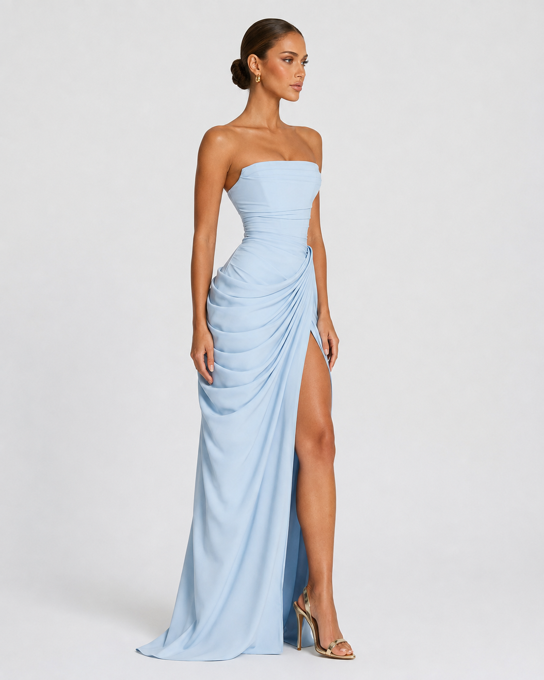 Livia | Robe Longue Bustier Froncé Laçage Dos