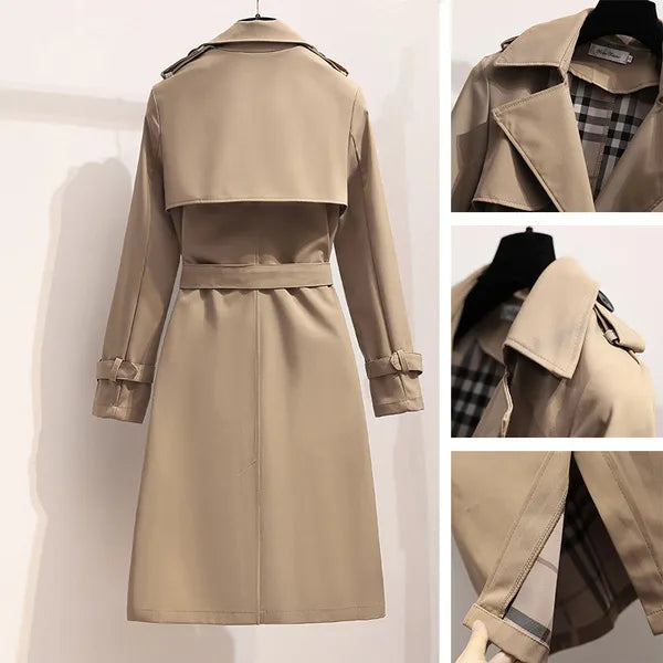 Léonore | Trench Long Double Boutonnage Doublure Motif