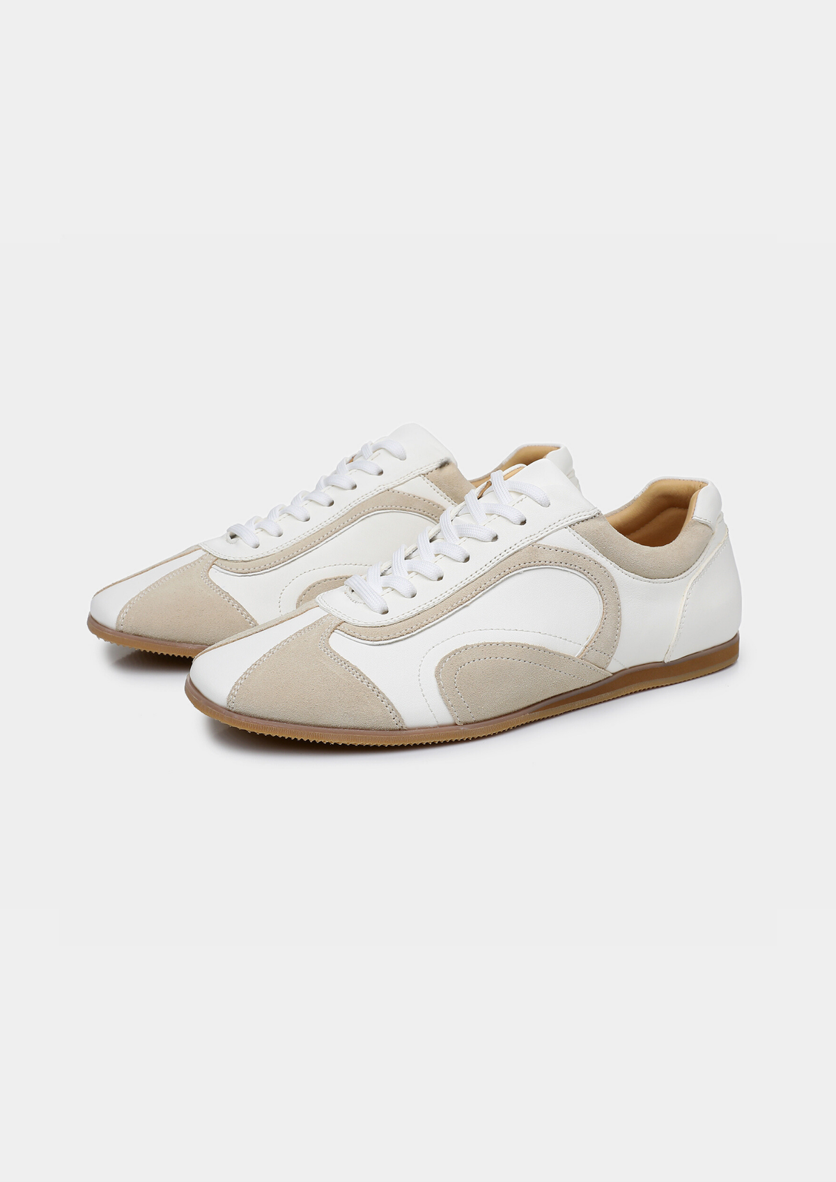 Laurent | Baskets Rétro Daim & Cuir Blanches