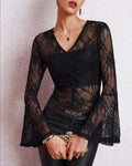 Justine | Chemise Dentelle Fleurie Col V Femme