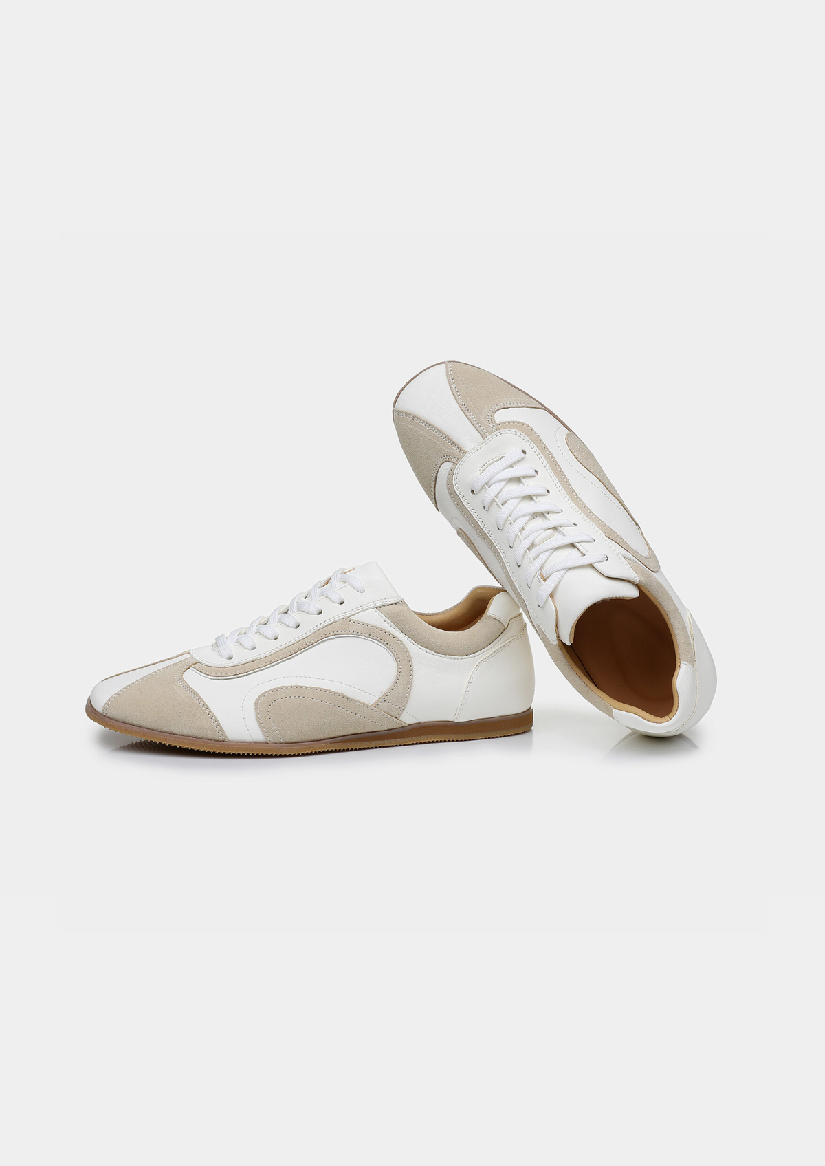 Laurent | Baskets Rétro Daim & Cuir Blanches