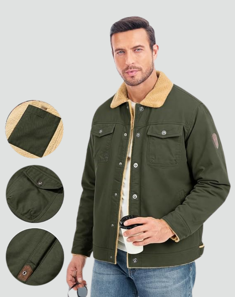 Gédéon | Veste Sherpa Boutons-Pression Poches Poitrine