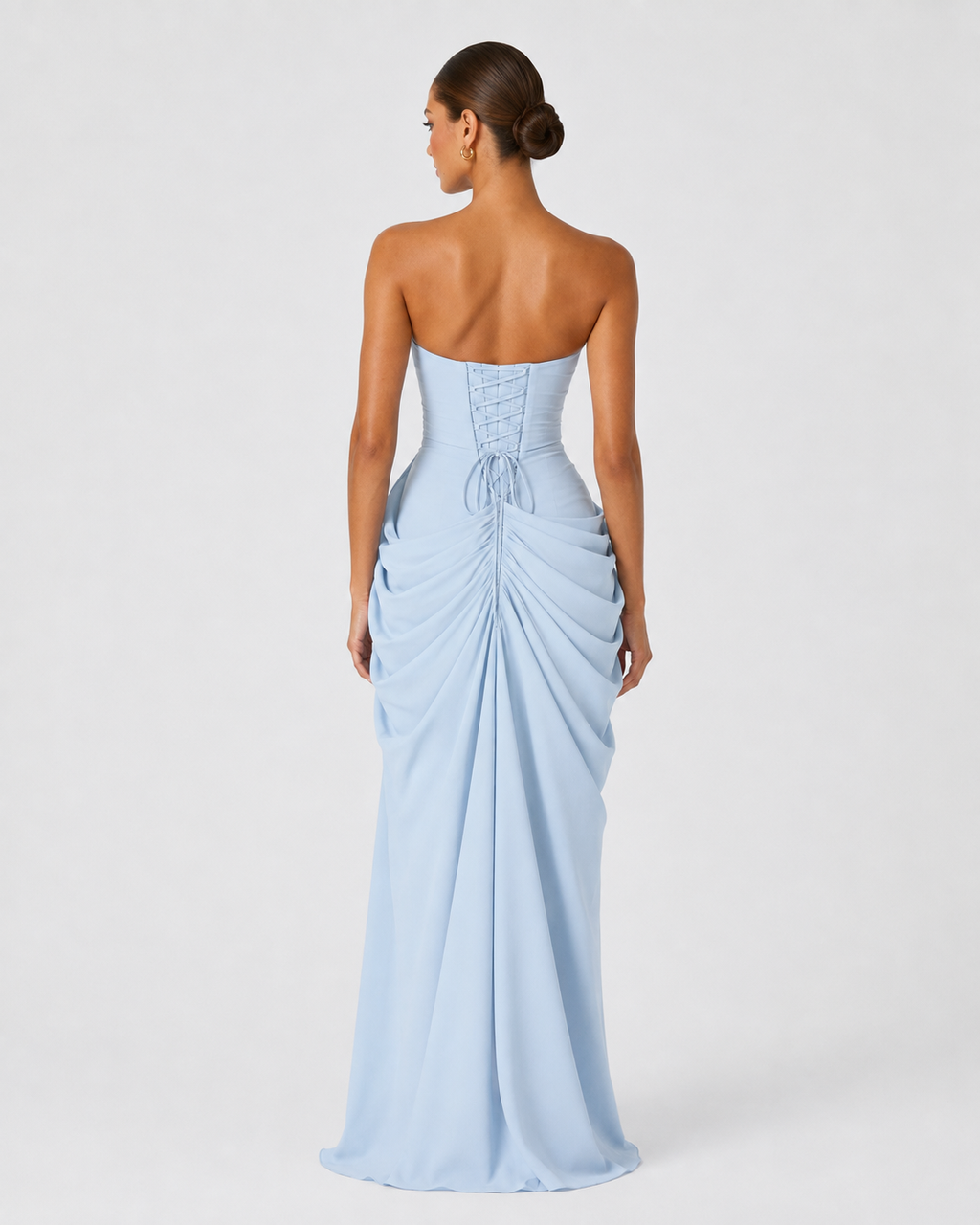 Livia | Robe Longue Bustier Froncé Laçage Dos
