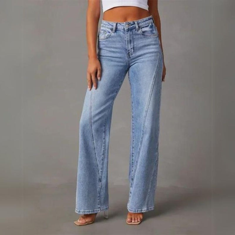 Blanche | Jean Large Taille Haute Femme