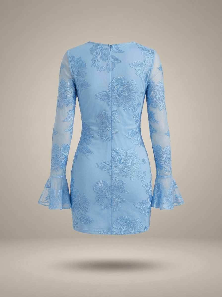 Émilie | Robe Courte Fleurie Manches Évasées Femme