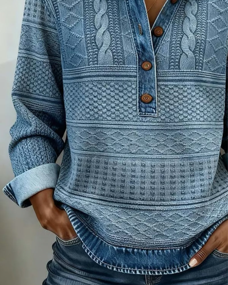Selma | Pull Texturé Col Polo Boutonné