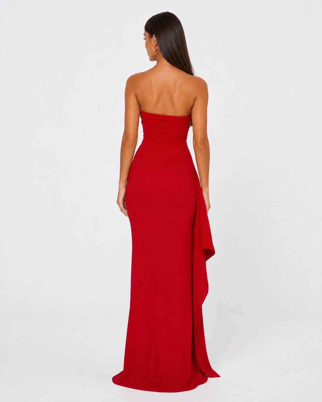 Ornella | Robe Longue Bustier Drapé Cascade Fendue