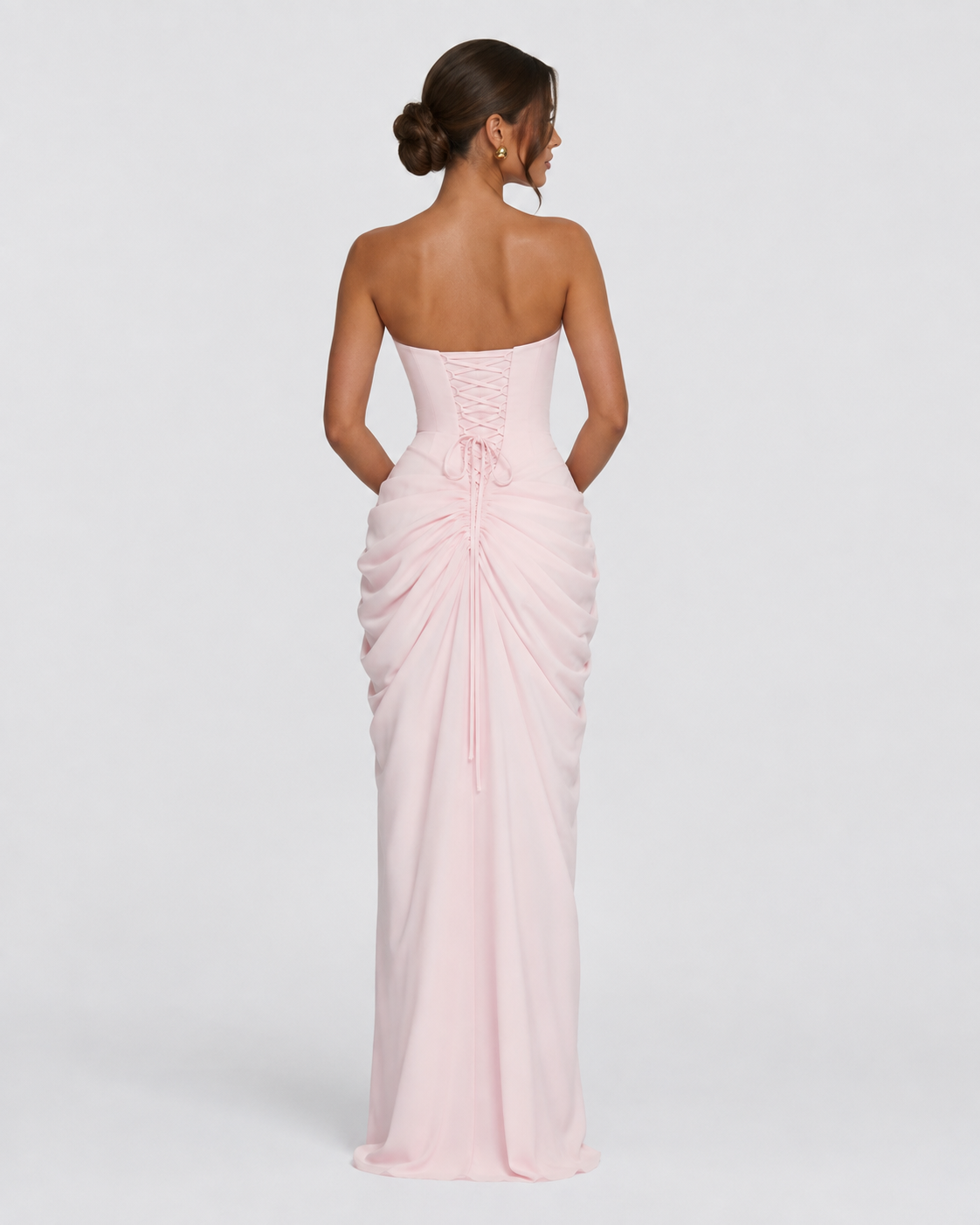 Livia | Robe Longue Bustier Froncé Laçage Dos