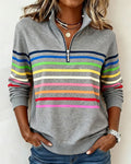 Tess | Pull Col Montant Zippé Rayé