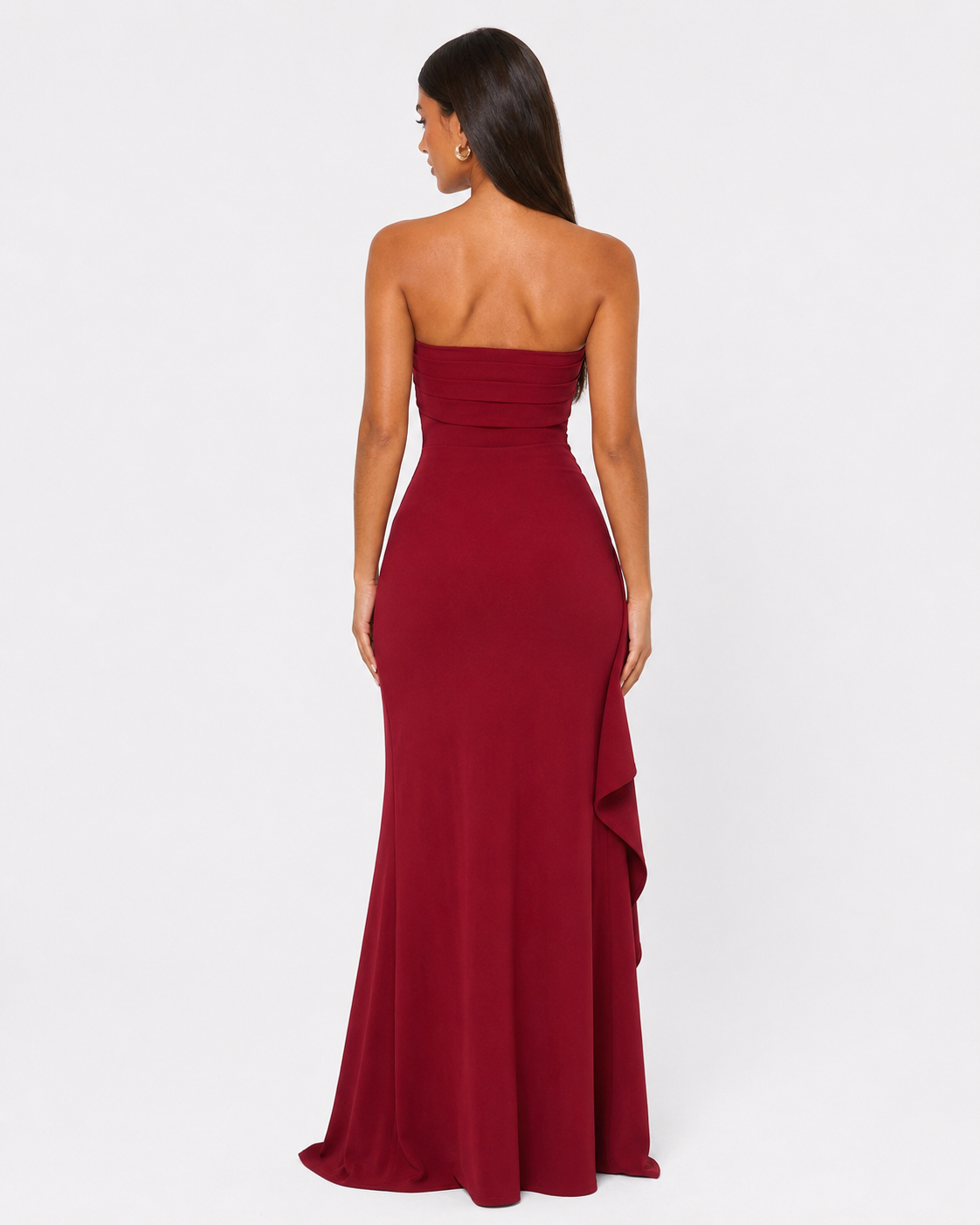 Ornella | Robe Longue Bustier Drapé Cascade Fendue