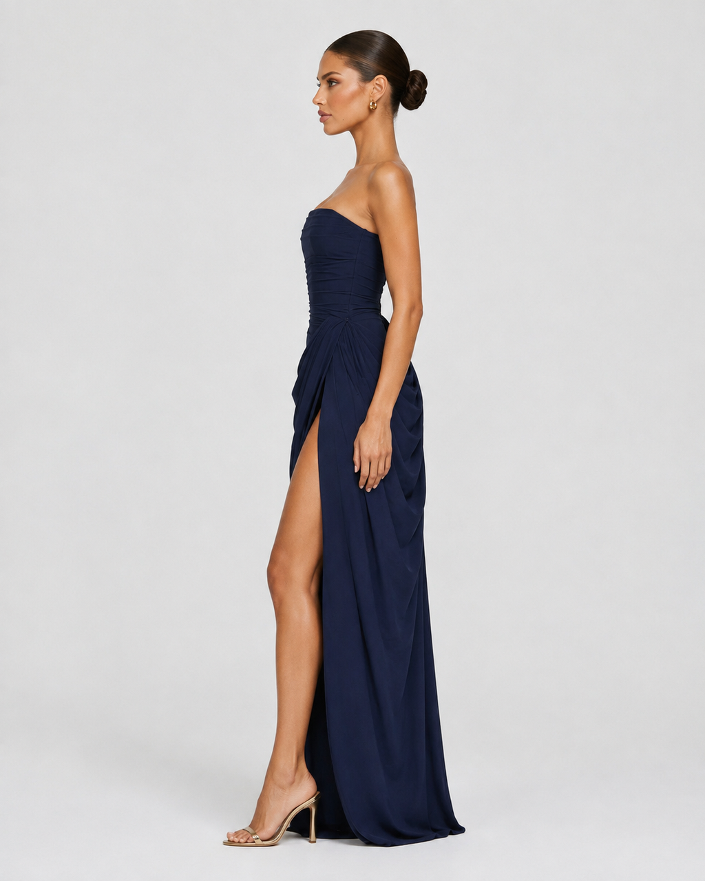 Livia | Robe Longue Bustier Froncé Laçage Dos
