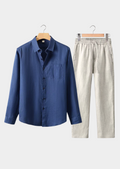 Maxime | Ensemble Lin Manches Longues Marine