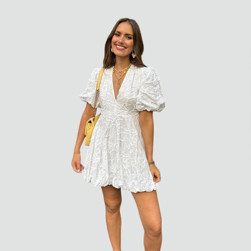 Camille | Robe Midi Femme Col Montant