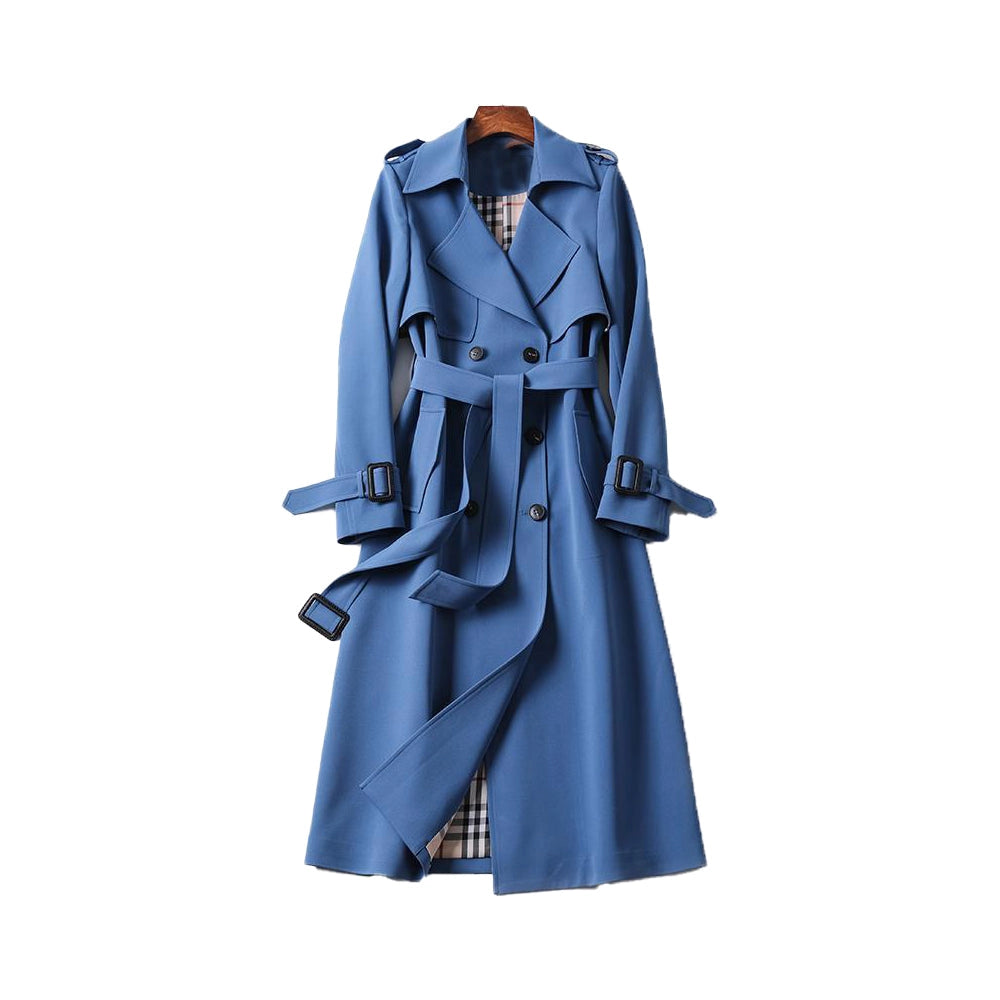 Léonore | Trench Long Double Boutonnage Doublure Motif