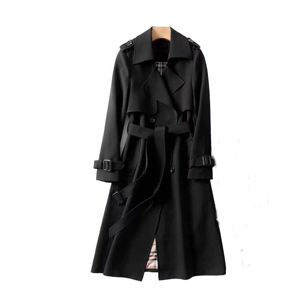 Léonore | Trench Long Double Boutonnage Doublure Motif