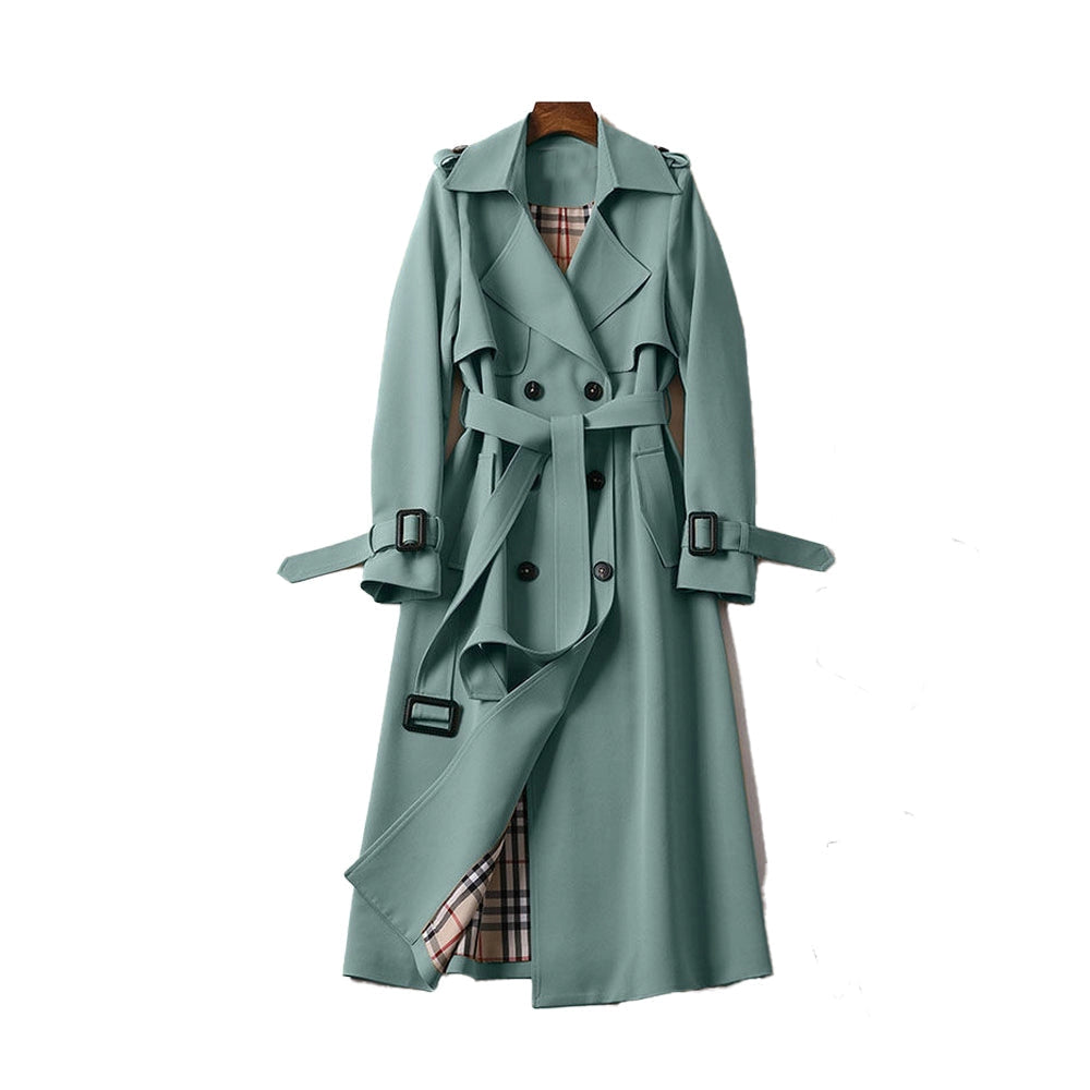 Léonore | Trench Long Double Boutonnage Doublure Motif