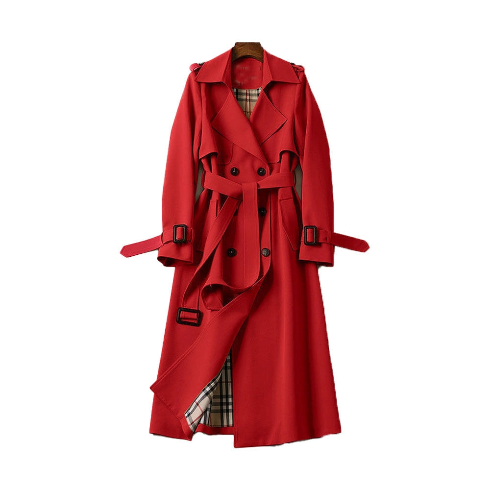 Léonore | Trench Long Double Boutonnage Doublure Motif
