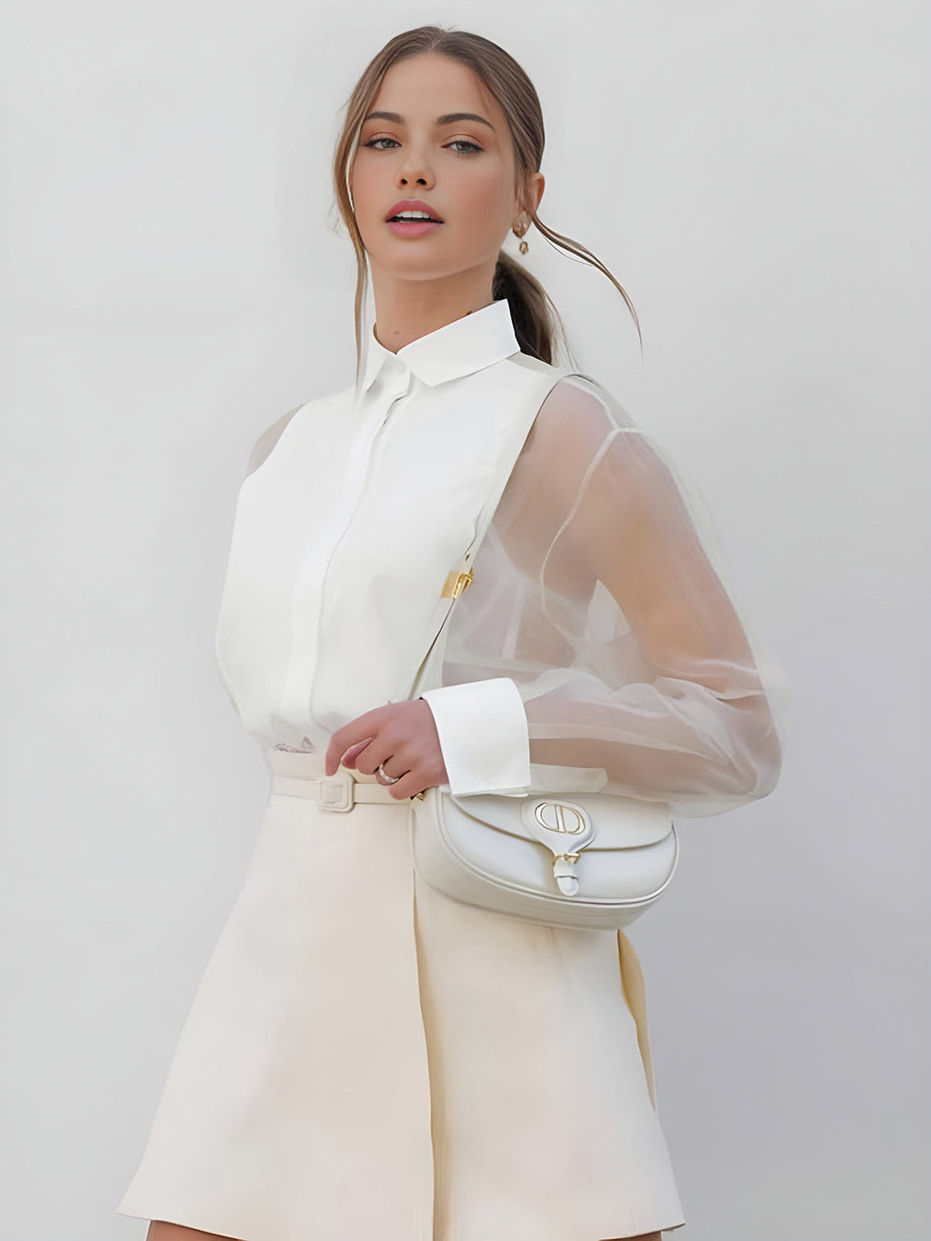 Lisette | Blouse Col Manches Transparentes