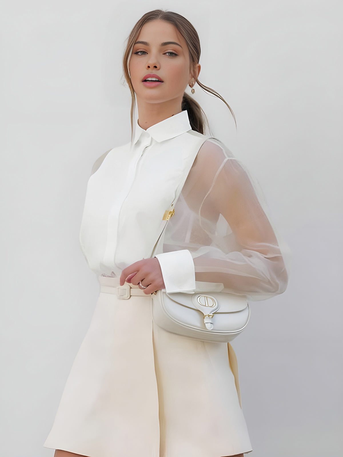Lisette | Blouse Col Manches Transparentes