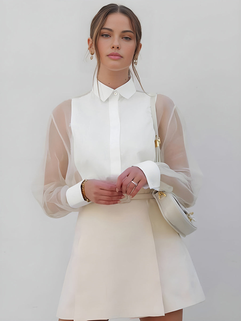 Lisette | Blouse Col Manches Transparentes